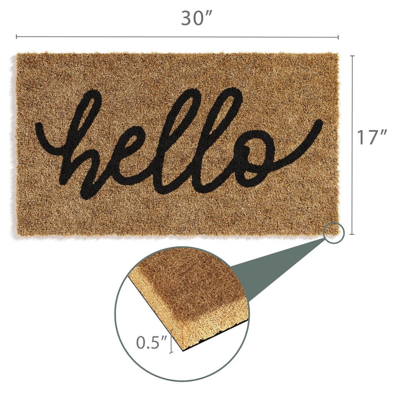 Barnyard Designs Doormat Welcome Mat for Outdoors, Large Front Door Entrance Mat, Brown (Hello, 30x17) - Image 5